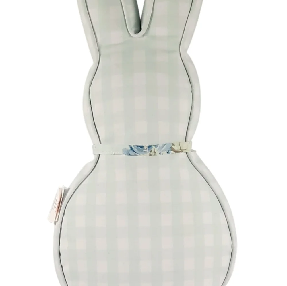 Shabby Chic Pillows BunnyShaped with Blue Roses Floral/cream/ Blue Plaid